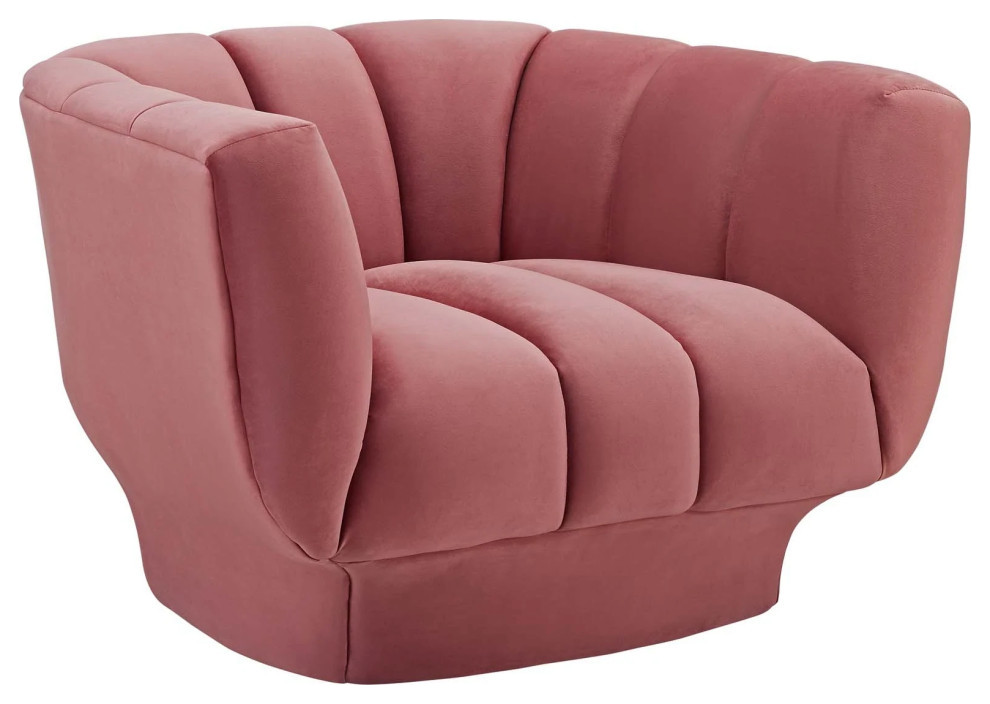 Jude Dusty Rose Vertical Channel Tufted Performance Velvet Armchair   Contemporary   Armchairs And Accent Chairs   by V.S.D Furniture  Houzz