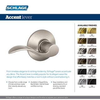 Schlage Accent Satin Nickel Right Handed Dummy Door Lever F170 V ACC 619 RH