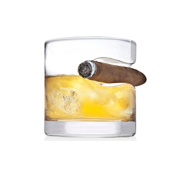 Whiskey Glass with Built-in Cigar Rest 2 pack - small