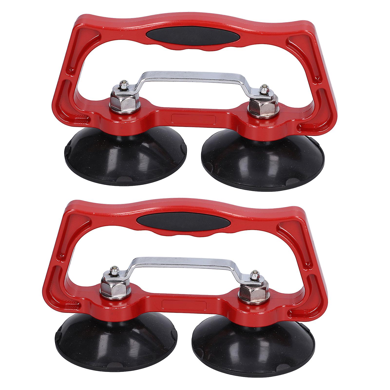 2pcs Suction Cup Lifter Heavy Duty Dual Cups Portable Glass Holder Puller With Handle 35kg Load