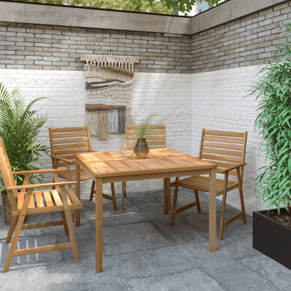 vidaXL Solid Teak Wood Patio Dining Table 63 quotGarden Dinner Dinette Table   Transitional   Outdoor Dining Tables   by vidaXL LLC  Houzz