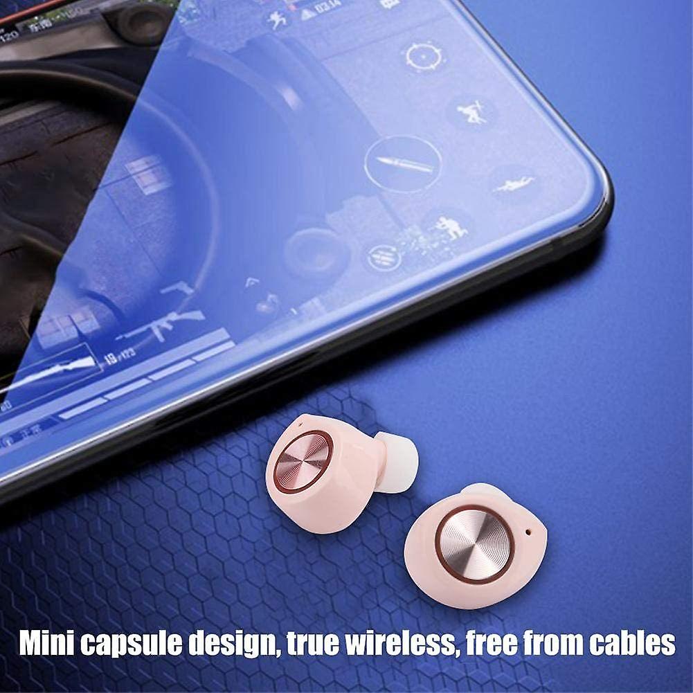 Mini Wireless Bluetooth 5.0 In Ear Headphones Stereo HiFi Noise Canceling Earphones with Charging Bay(yellow)