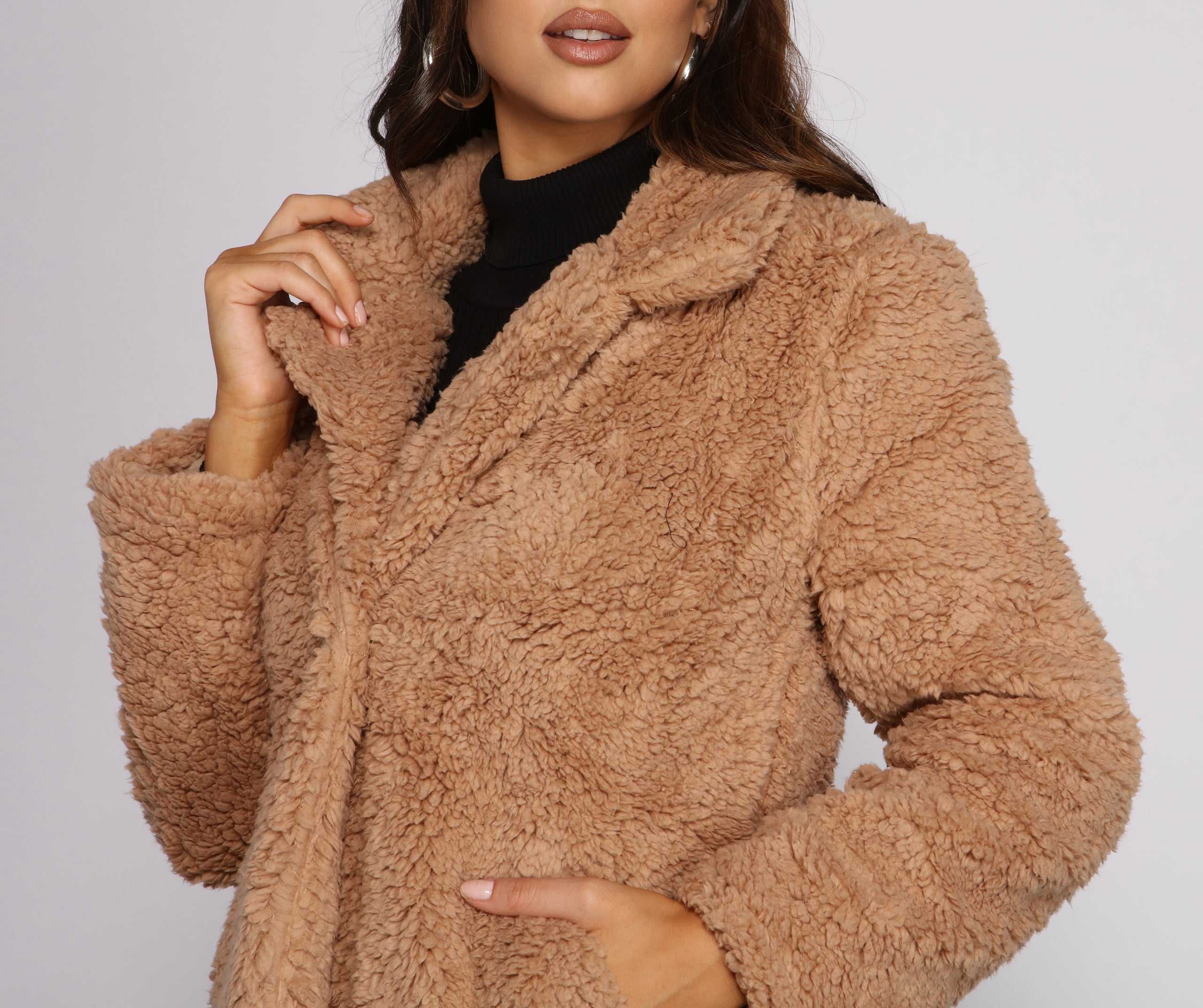 Faux Fur Long Line Jacket