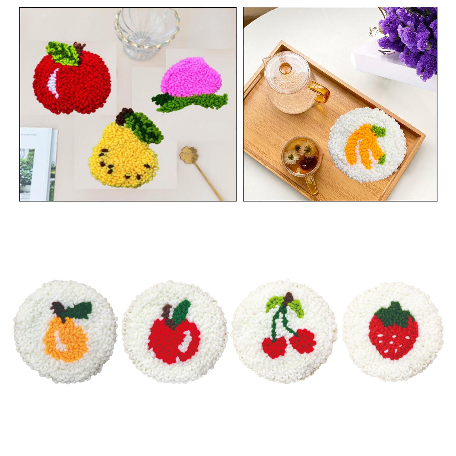 4/6 Pieces Punch Coaster s Cup Mat Tool Fruit Pattern ， 4Pieces