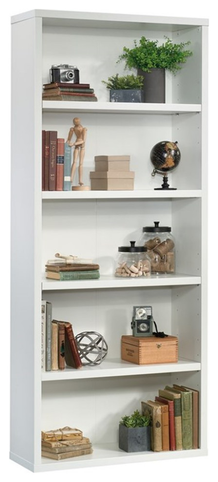 Pemberly Row Engineered Wood 5 Shelf Bookcase in Glacier White   Transitional   Bookcases   by Homesquare  Houzz