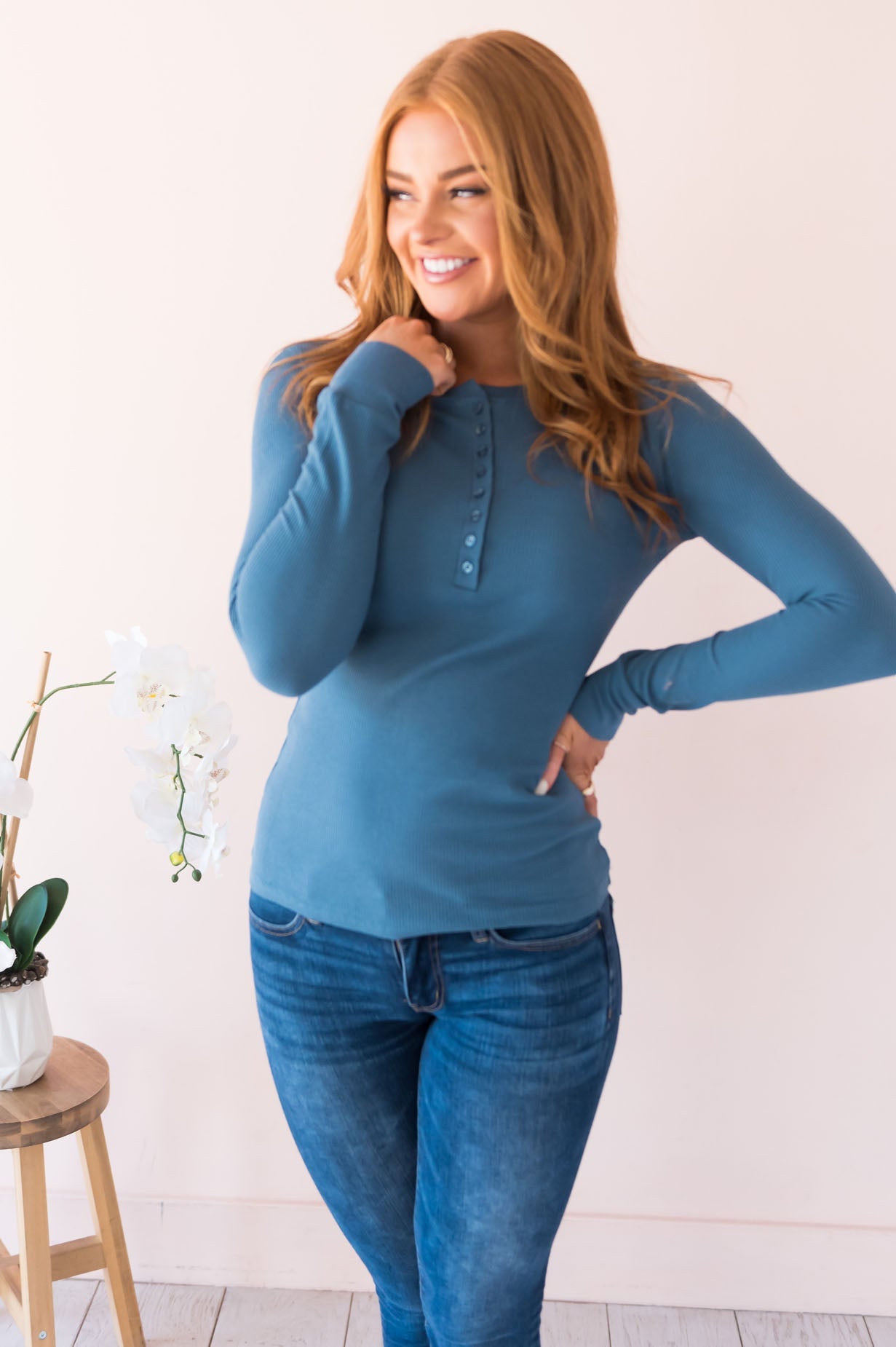 Changing Skies Modest Thermal Henley Top