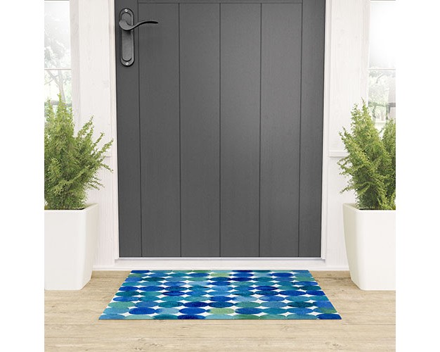 Angela Minca Watercolor Dot Pattern Looped Vinyl Welcome Mat Society6