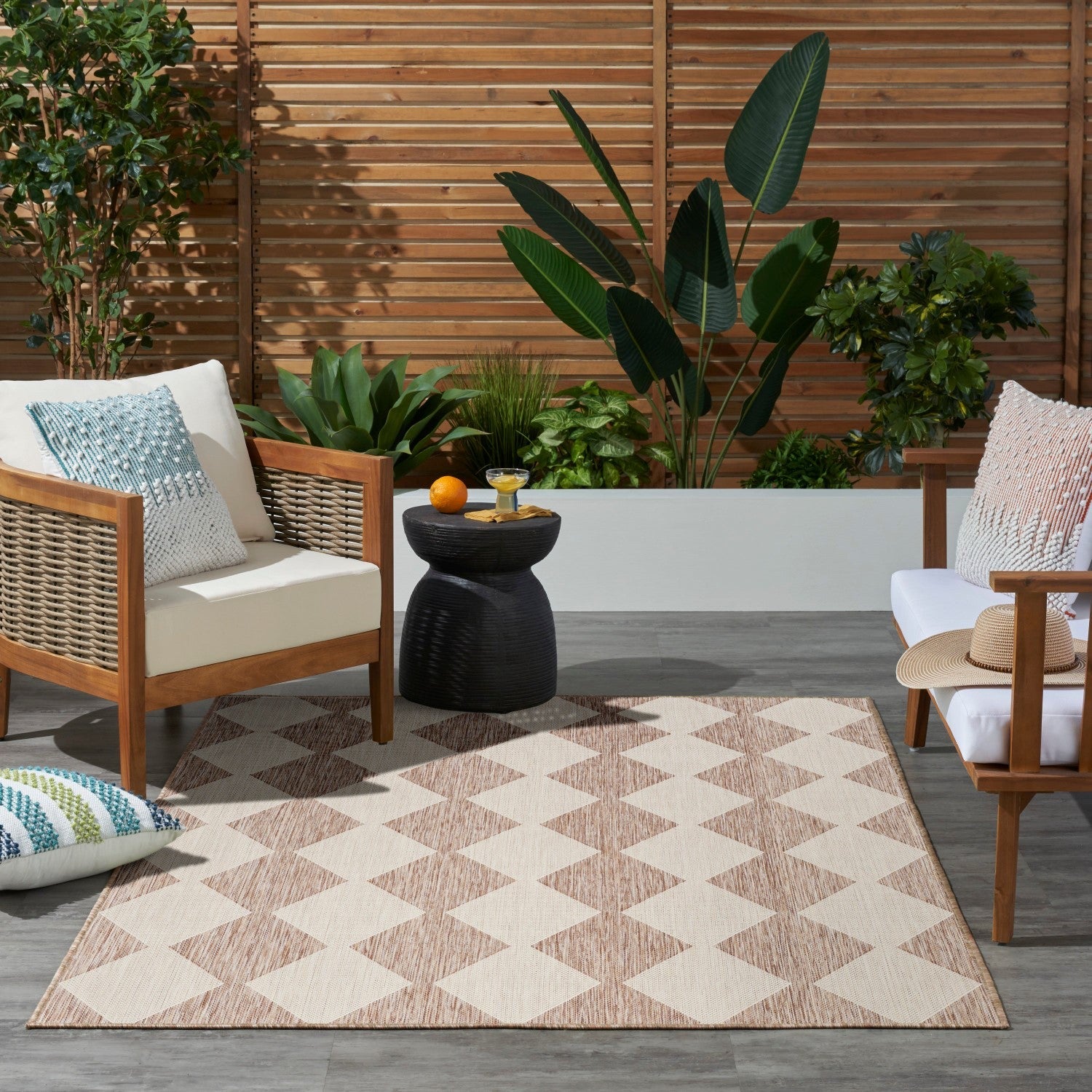 Positano Indoor/Outdoor Beige Geometric Rug