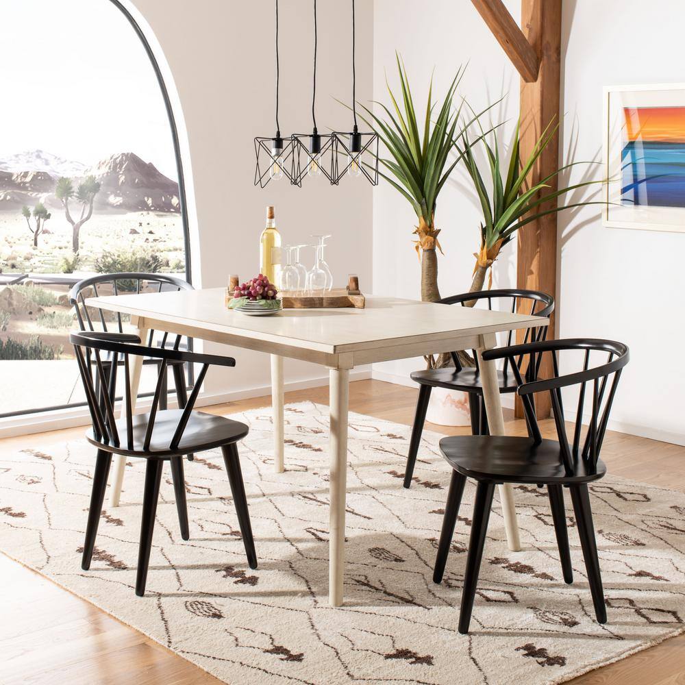 SAFAVIEH Blanchard Black Wood Dining Chair (Set of 2) AMH8512A-SET2