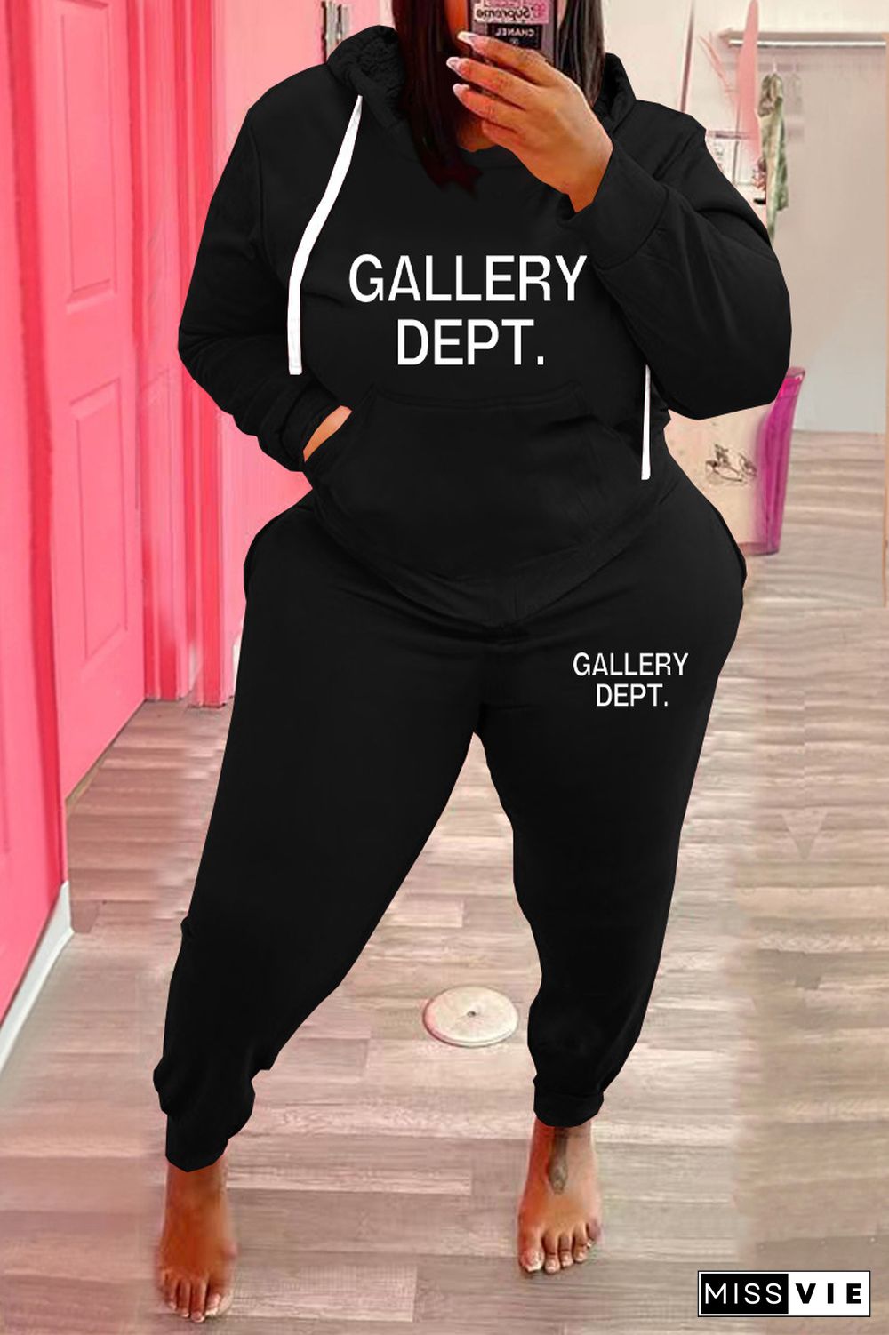 Plus Size Hoodies Sweatshirt and Pants 2 Pieces Sets