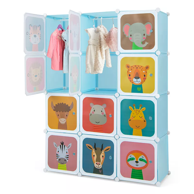 12 Cube Kids Wardrobe Closet With Hanging Section And Doors