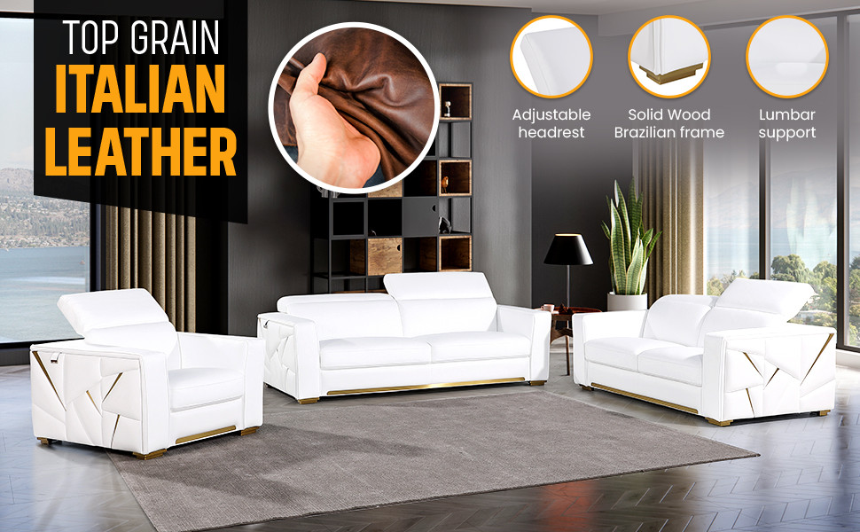 Carlo Top Grain Italian Leather 2 Piece Set   Modern   Sofas And Sectionals   by Luxuriant Furniture  Houzz