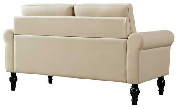 Retro Modern Loveseat  Padded Seat With Rolled Arms  ampGrid Tufted Back   Midcentury   Loveseats   by Declusia  Houzz