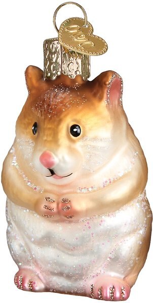 Old World Christmas Hamster Glass Tree Ornament， 2.75-in