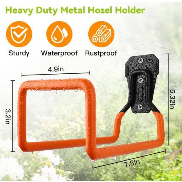 Cubilan 2-Pieces Garden Hose Holder Wall Mount Water Hose Hanger for Wall Heavy Duty Metal Tube Stand with 6-Screw B0BMB921ZM