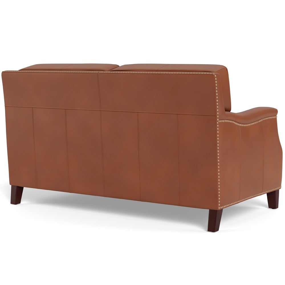 Hydeline Camano Top Grain Leather Loveseat With Feather  Memory Foam and Springs