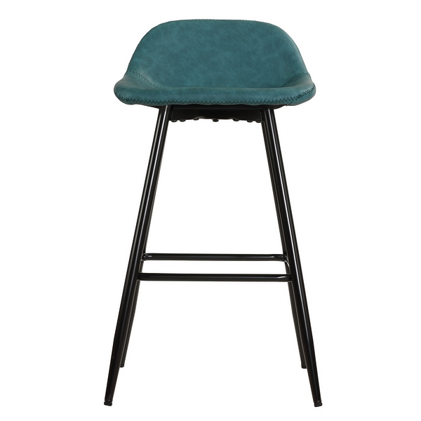 Cortesi Home Rain Counterstools with Faux Leather， Black Base (Set of 2)