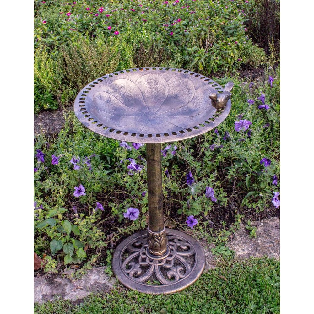 BACKYARD EXPRESSIONS PATIO · HOME · GARDEN Backyard Expressions 29 in. Bronze Resin Pedestal Birdbath 912449