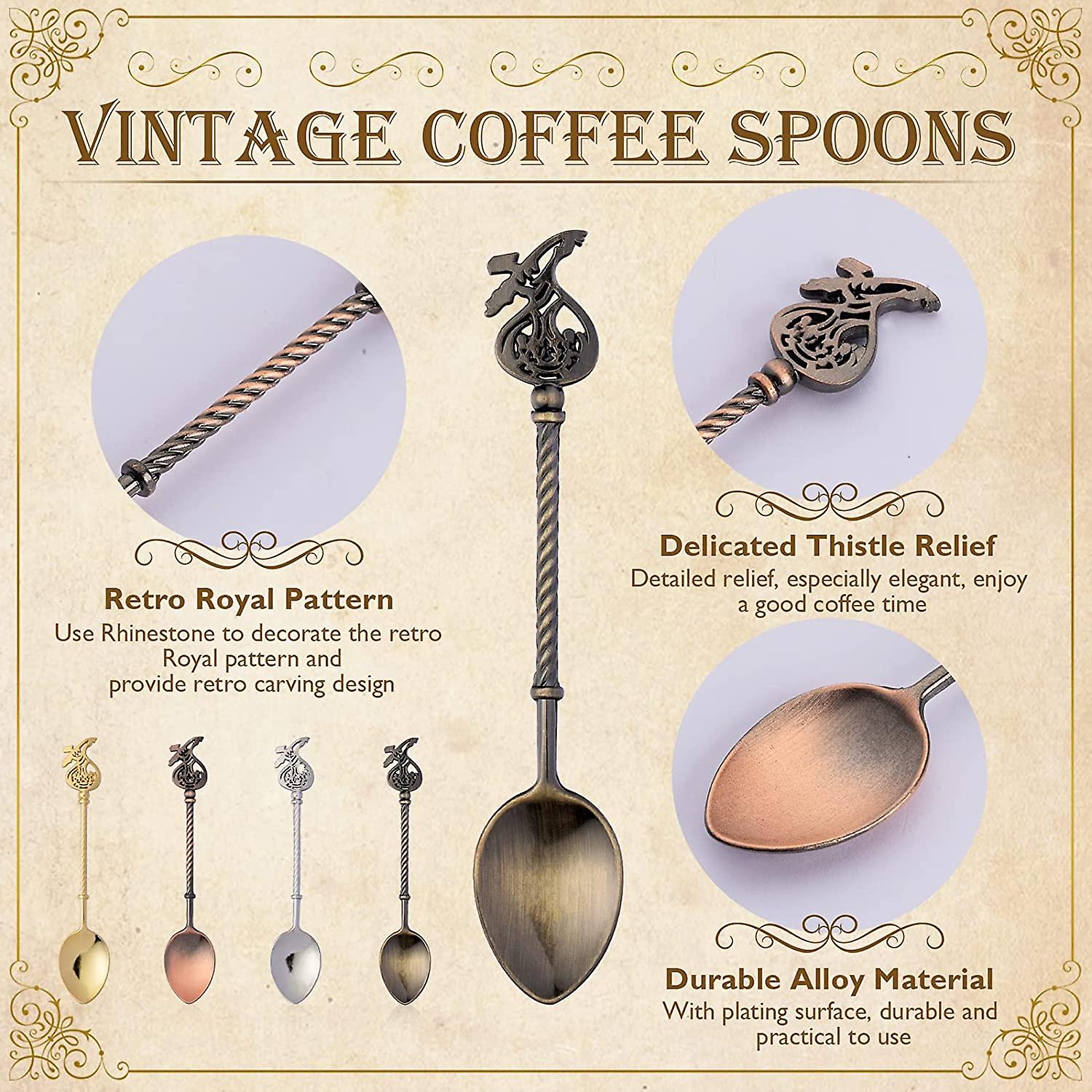 Set Of 4 Retro Coffee Tea Mini Ice Cream Dessert Crystal Spoon Scoop， 4.4 Inch Long Lucky Bag