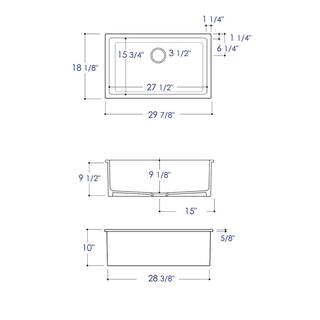 ALFI BRAND Black Matte Fireclay 30 in. Single Bowl Undermount Kitchen Sink AB3018UD-BM