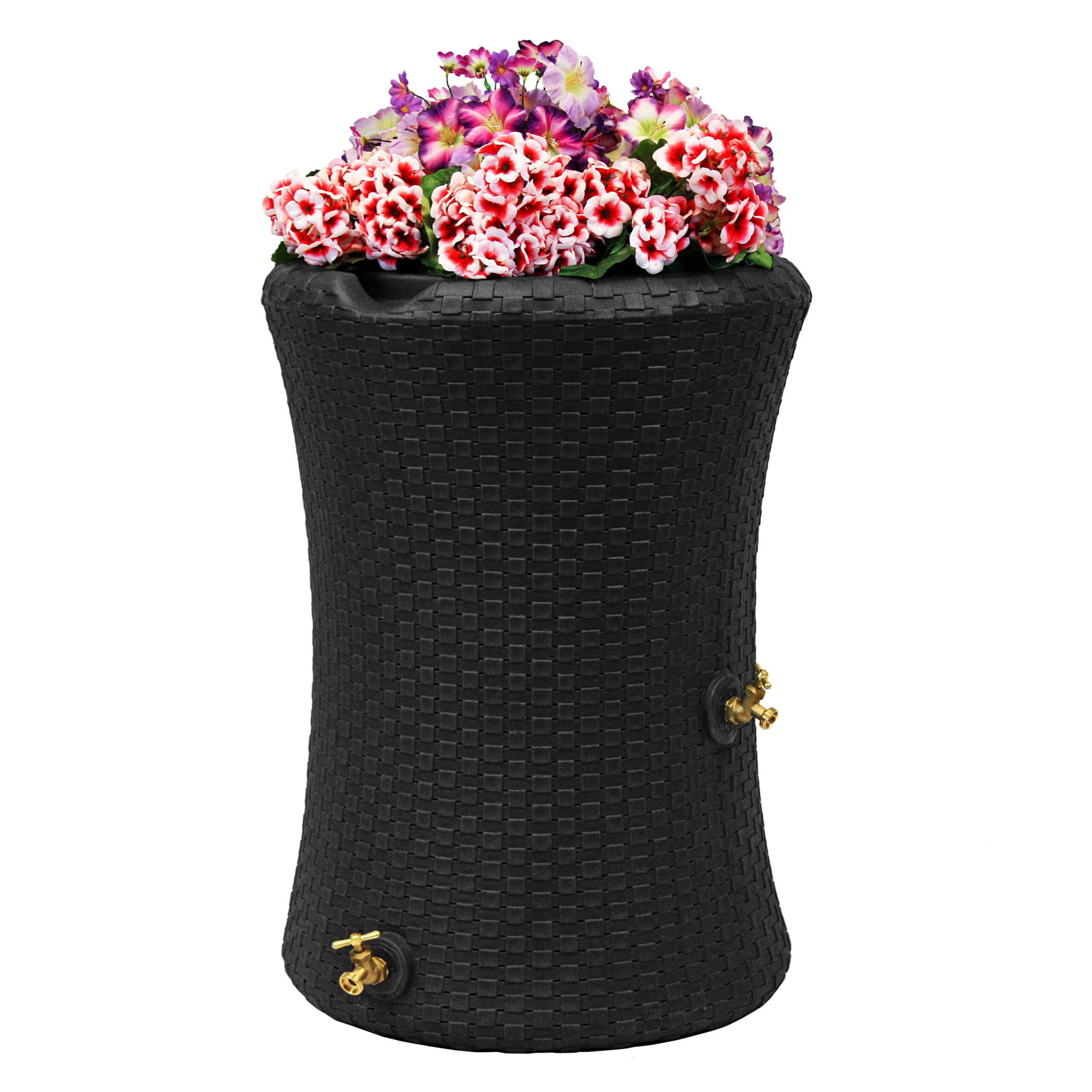 Good Ideas Impressions 50 Gallon Nantucket Rain Barrel Planter - Black