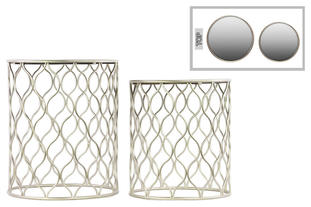 Urban Trends Metal Accent Table 2 Piece Set  Champagne   Contemporary   Coffee Table Sets   by Urban Trends Collection  Houzz