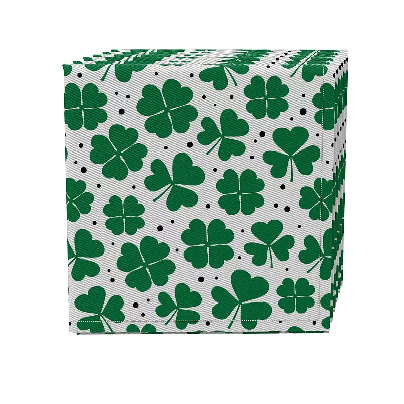 Napkin Set of 4， 100% Cotton， 20x20， St. Patrick's Day Shamrock Decoration