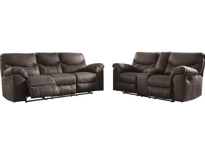 Boxberg Reclining Sofa and Loveseat with Console