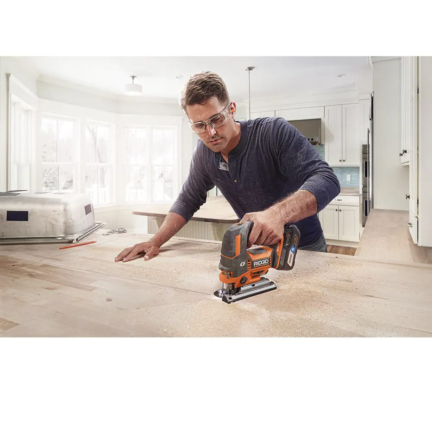 Ridgid 18V Brushless Cordless 2-Tool Combo Kit with Jig Saw and 7-1/4 in. Circular Saw， Tools Only (R8404435SB2N)