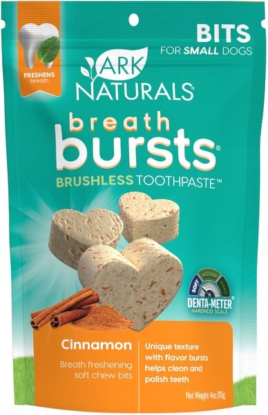 Ark Naturals Breath Bursts Cinnamon Bits Dental Dog Treats， 4-oz bag