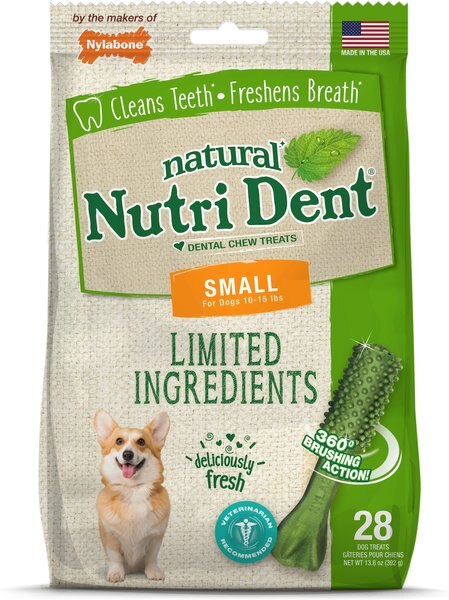 Nylabone Nutri Dent Limited Ingredients Fresh Breath Natural Dental Dog Treats， Small