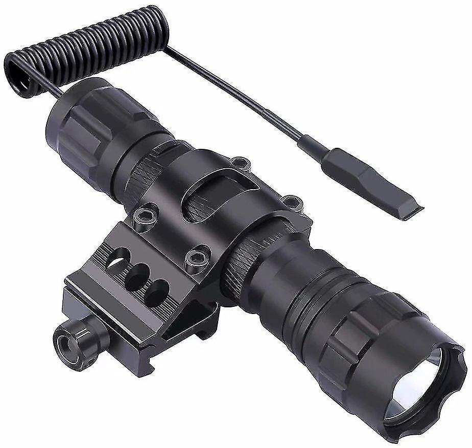 Tactical Led Flashlight， 1 Flashlight Mode， With Push Button Switch And 45  Mounting Rail， Side Offset Ring