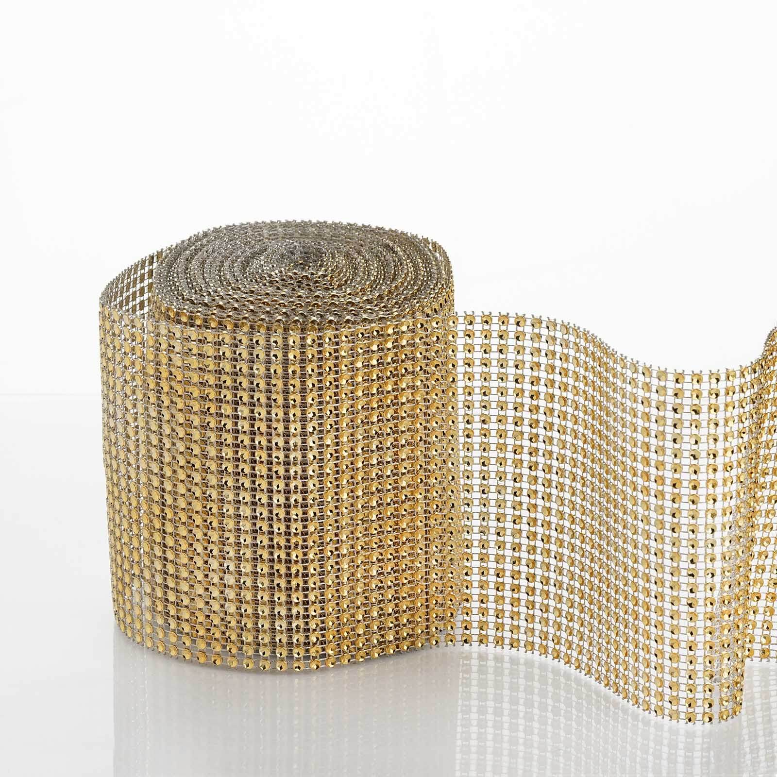 Shiny Gold Diamond Rhinestone Ribbon Wrap Roll, DIY Craft Decor 5