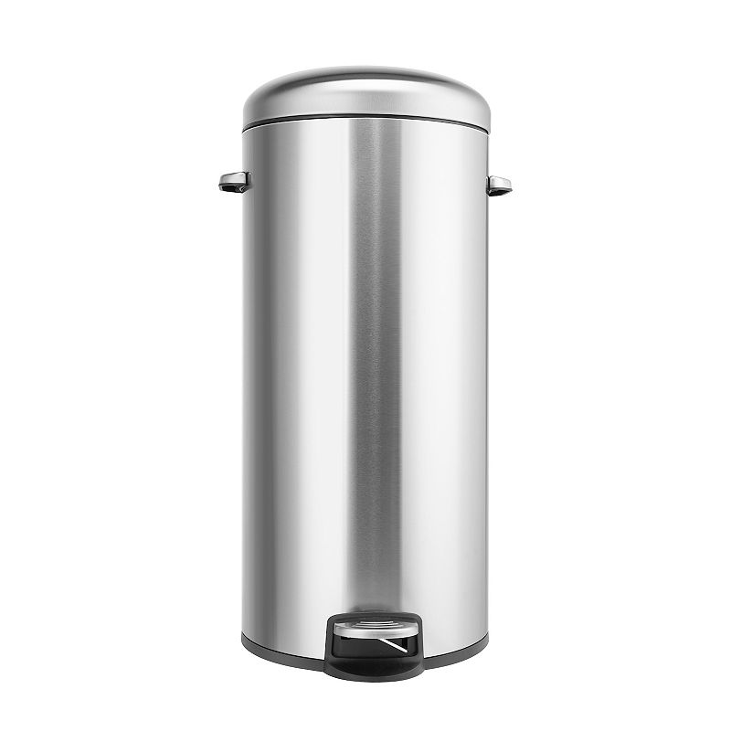 8 Gal./30 Liter Stainless Steel Round Shape Step-on Trash Can for Kitchen