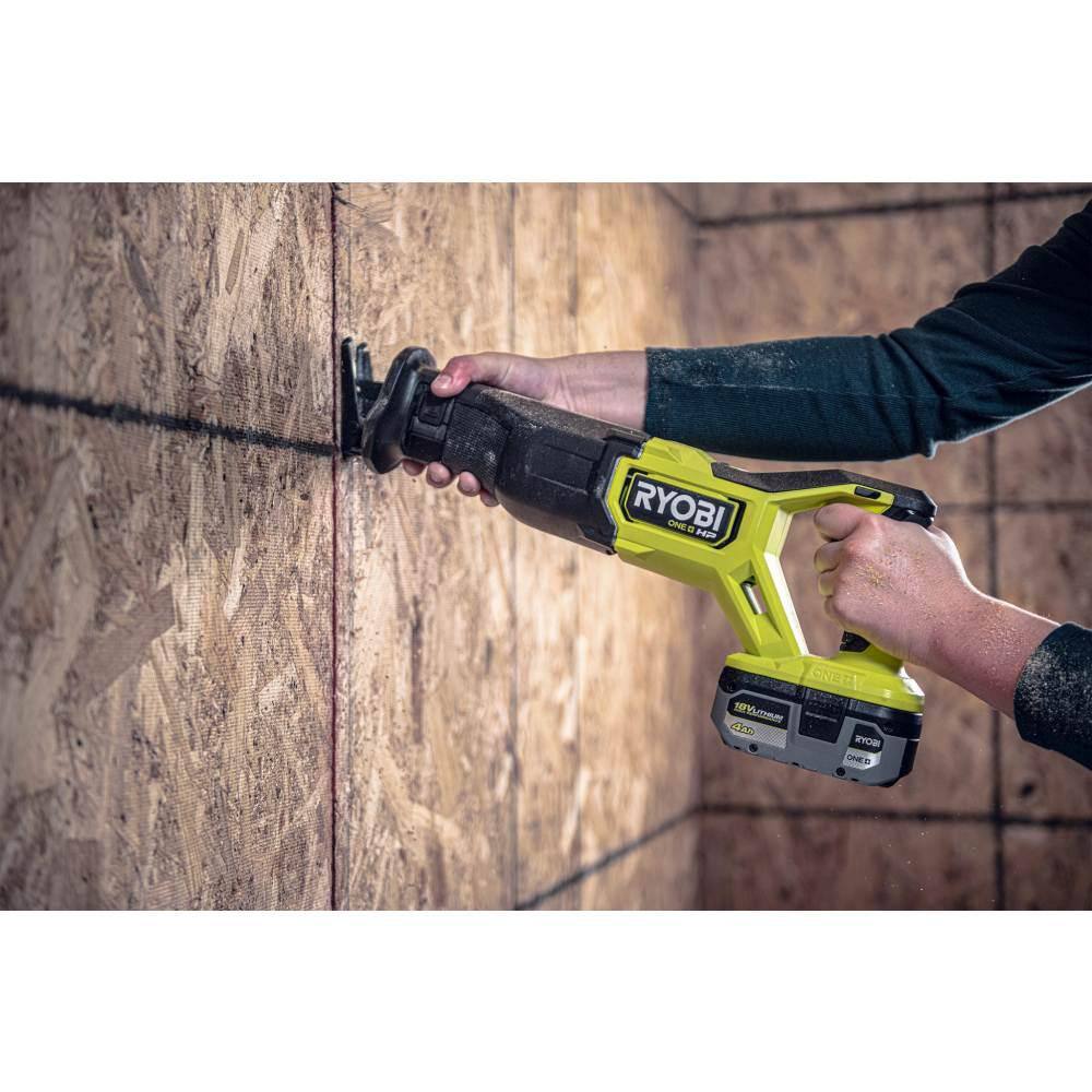 RYOBI ONE+ HP 18V Brushless Cordless Reciprocating Saw Kit with 4.0 Ah HIGH PERFORMANCE Battery and Charger PBLRS01K1