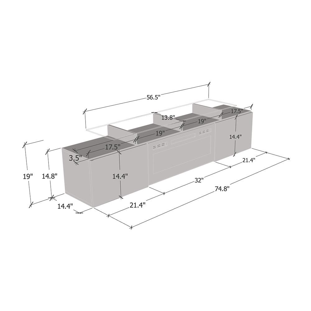 Rova EF Electric Fireplace Modern 75\