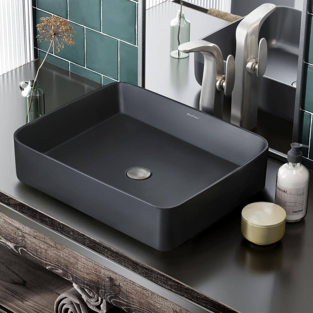 Swiss Madison Concorde Matte Black Ceramic Rectangle Vessel Sink SM-VS242MB