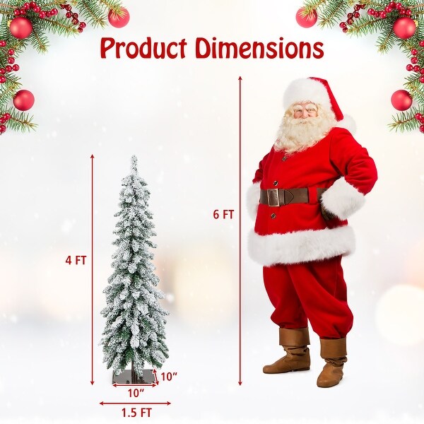 Gymax 4/5/6 FT PreLit Artificial Christmas Tree SnowFlocked Slim