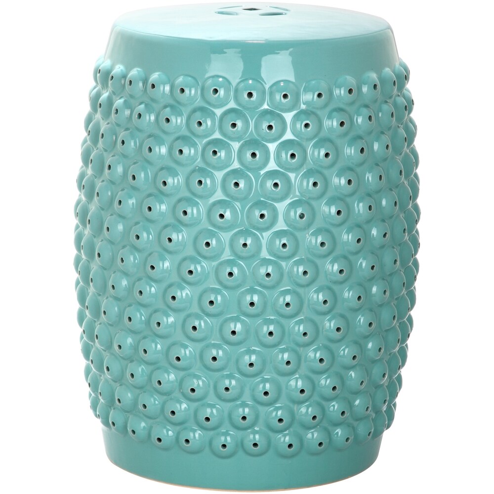 SAFAVIEH Stella Aqua Nailhead Ceramic Decorative Garden Stool