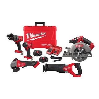 MW M18 FUEL 18-Volt Lithium Ion Brushless Cordless Combo Kit 4-Tool with 4-12 in.5 in. Grinder 3697-22-2730-20-2821-20-2880-20