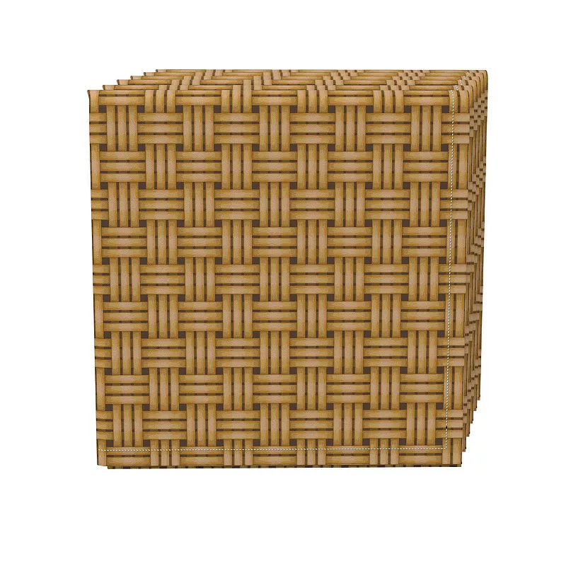 Napkin Set， 100% Polyester， Set of 4， 18x18， Wicker Reed Fence