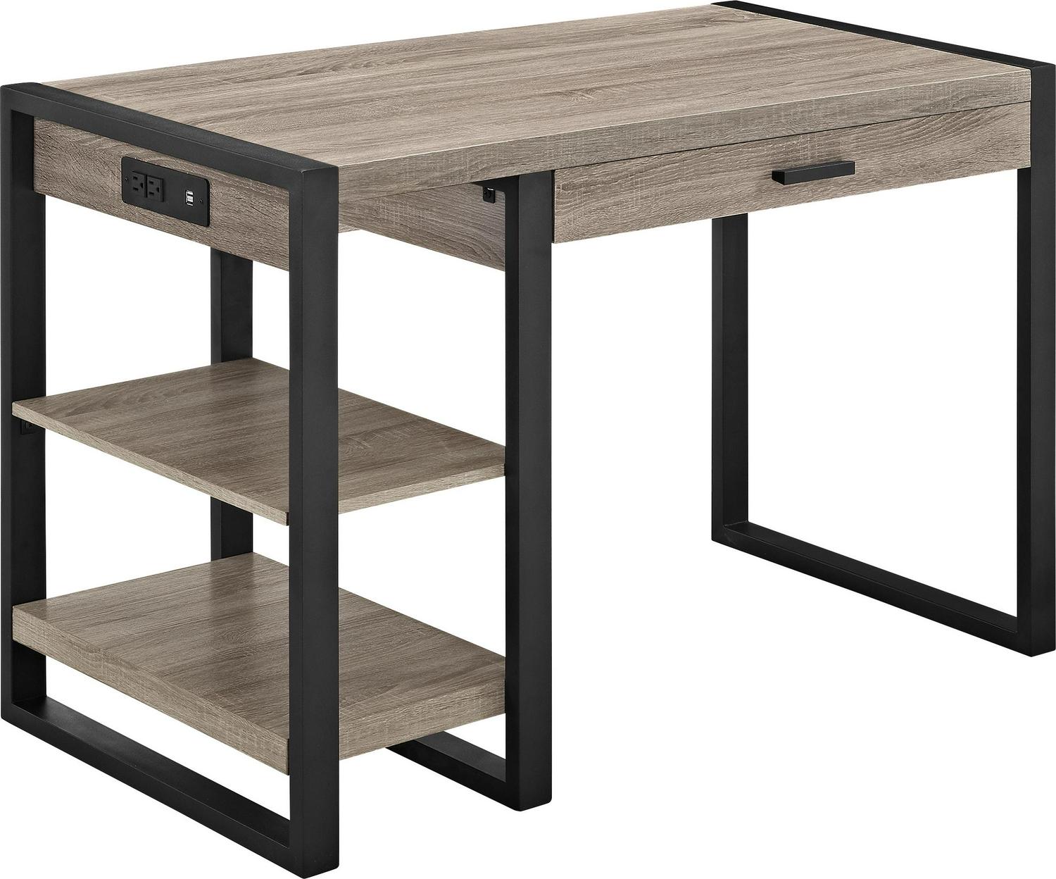 Barton Industrial 1-Drawer Driftwood Desk by River Street Designs