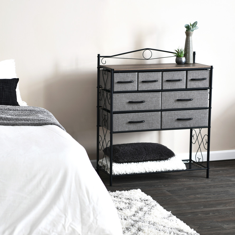 Dresser Table  8 White Drawers  Shoe Shelf White  Scandinavian White Top   Mediterranean   Dressers   by Household Essentials  Houzz