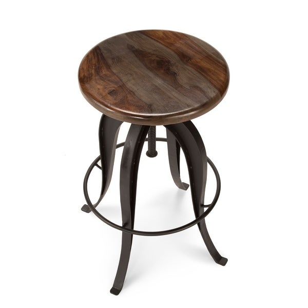 Seoni Russet Sheesham Wood Iron Adjustible-height Stool by Greyson Living