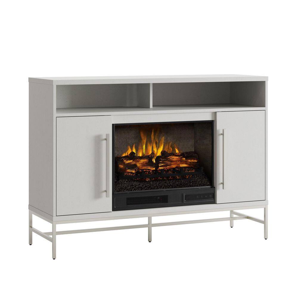 SCOTT LIVING KAPLAN 48 in. Freestanding Media Console Wooden Electric Fireplace in White HDSLFP48L-1B