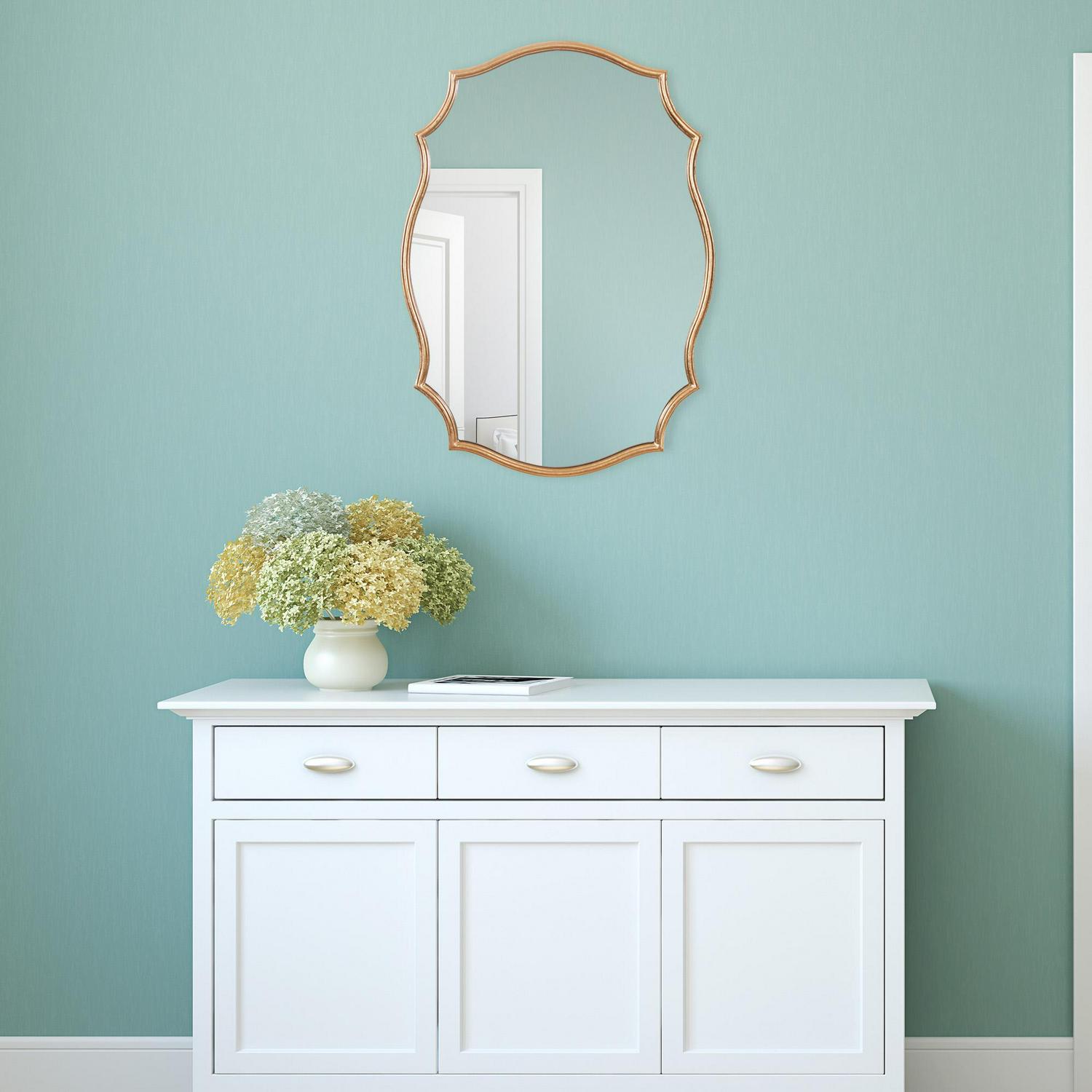 Patton Wall Decor Modern Glam Accent Mirror， Gold， 24and#215;36