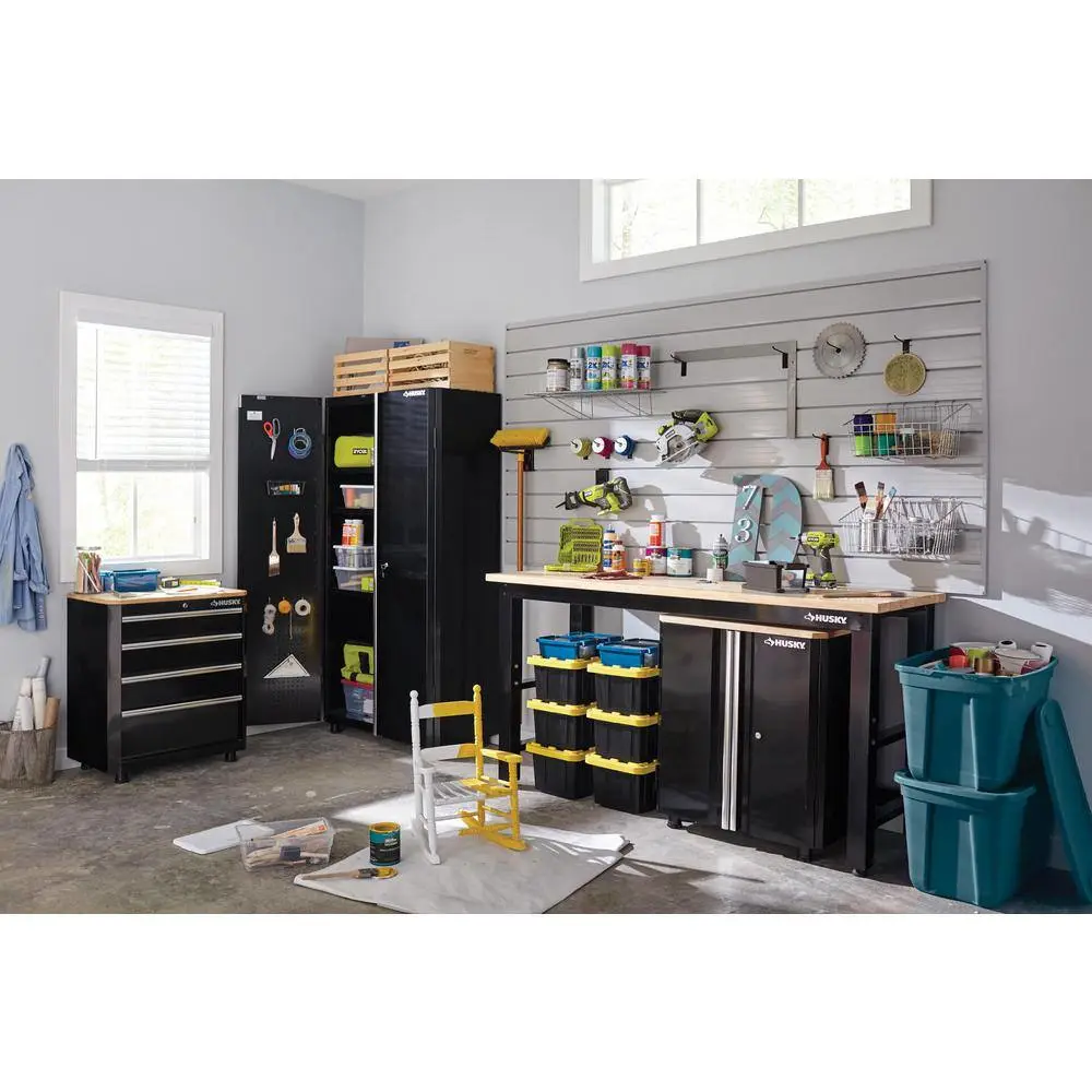 Husky Ready-to-Assemble 24-Gauge Steel 2-Door Garage Base Cabinet in Black (28 in. W x 32 in. H x 18 in. D) G2802B-US