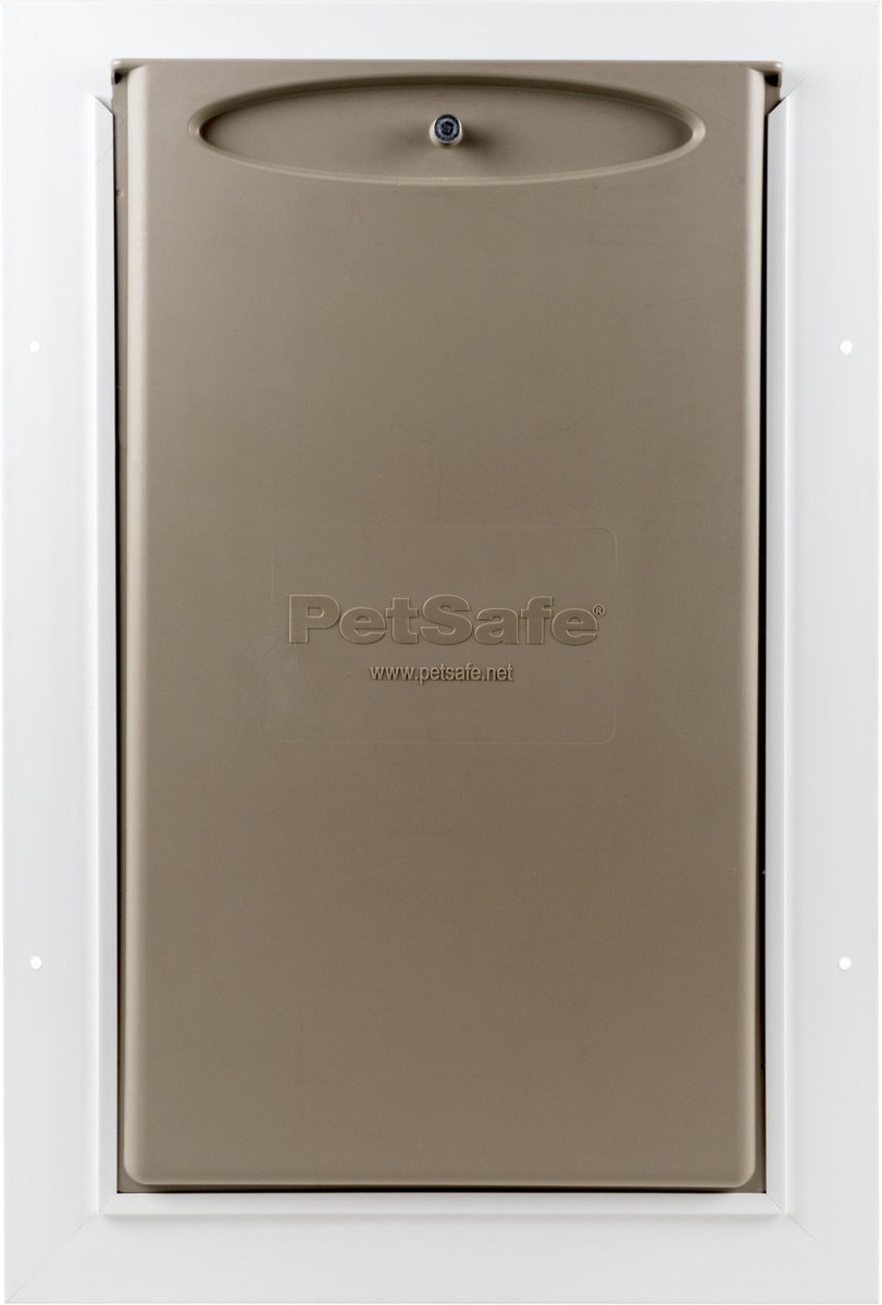 PetSafe Wall Entry Dual Flap Pet Door with Closing Panel， White