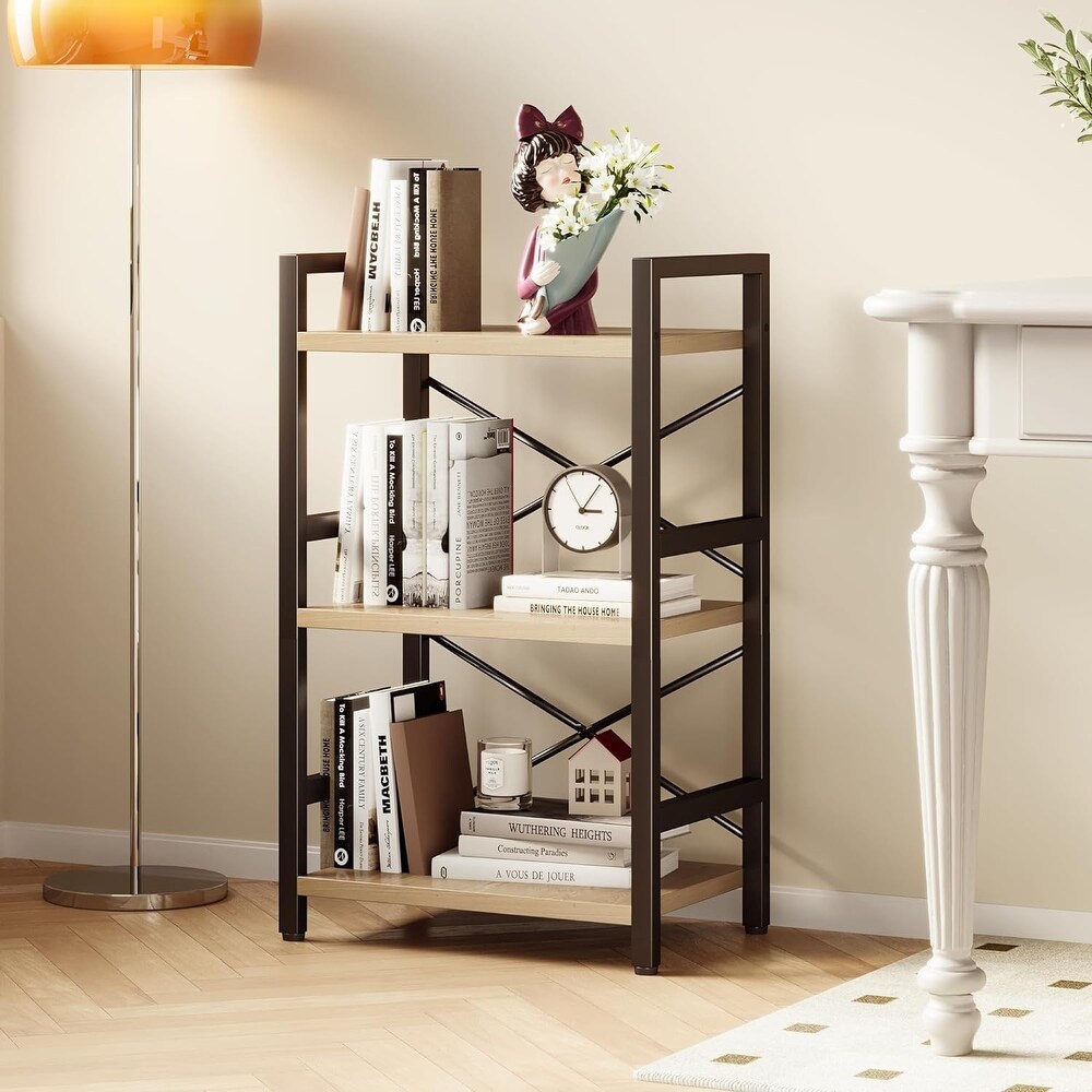 3 Tier Metal Industrial Small Bookcase