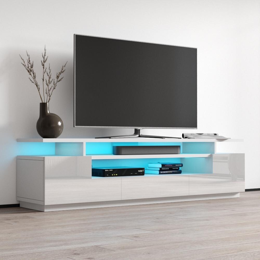 Strick   Bolton Sparkes 77 inch High Gloss TV Stand with LED Lights